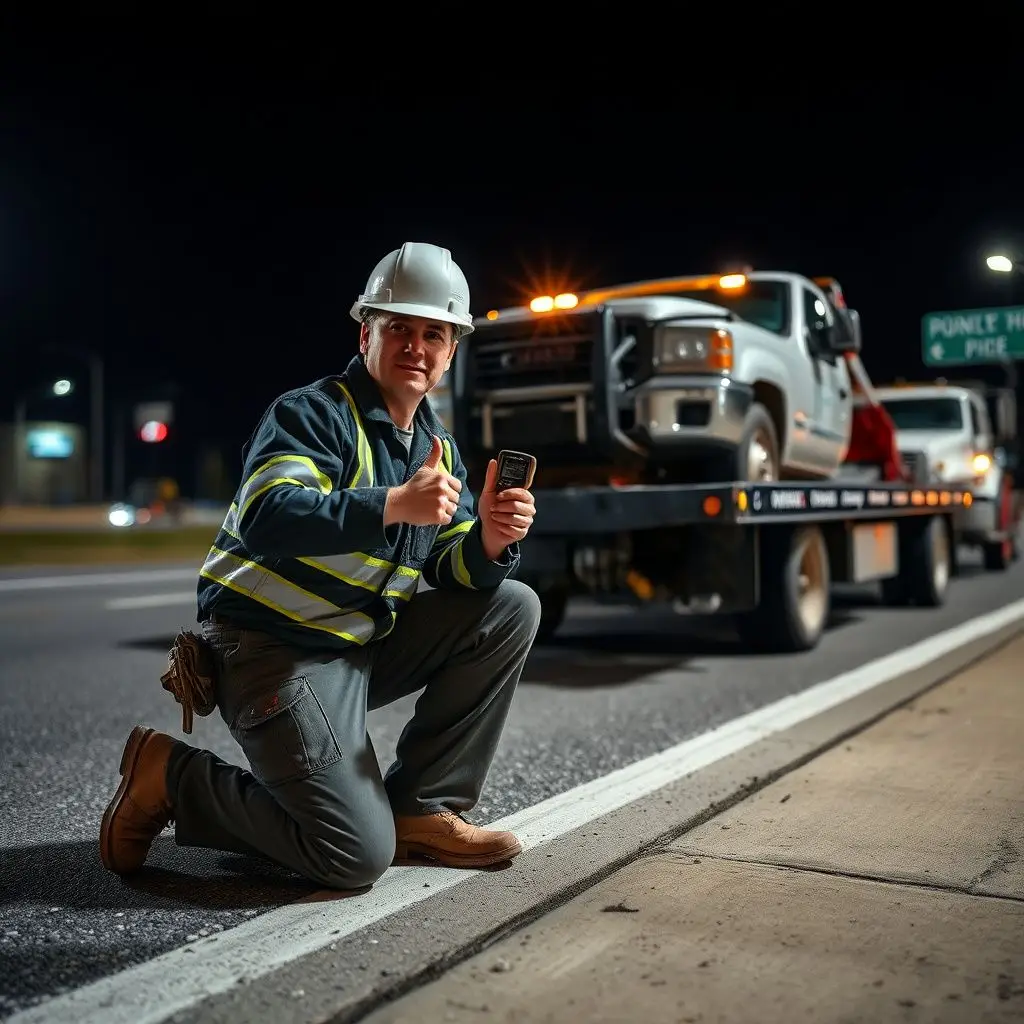 A professional flatbed tow truck operator preparing to load a vehicle safely in Slidell, LA.