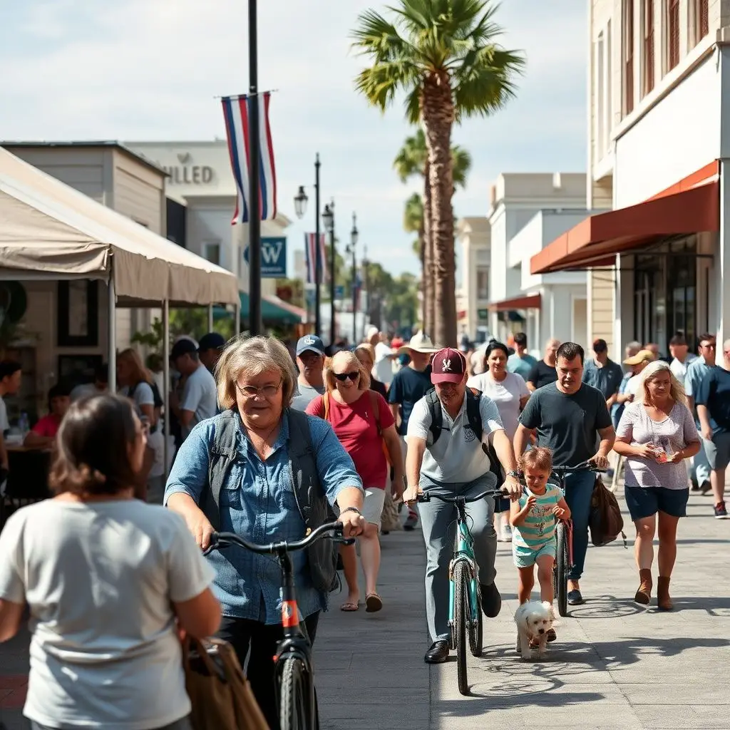 The historic Rivertown district in Kenner, Louisiana, featuring brick-paved streets and historic architecture near the Mississippi River